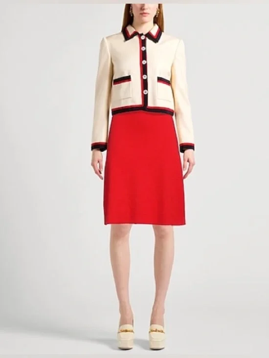 ♥️♥️♥️ Salvatore Ferragamo wool/cashmere red A-line skirt size M/L - Picture 8 of 11
